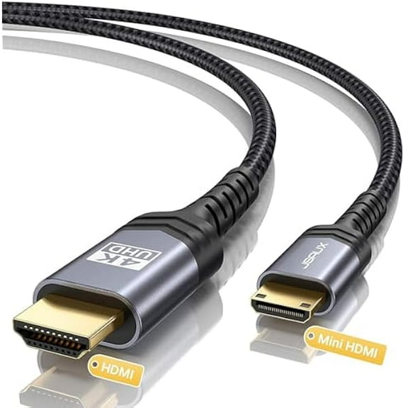 Mini HDMI to HDMI Cable 3FT, [Aluminum Shell, Braided] High Speed 4K 60Hz HDMI 2.0 Cord, Compatible with Camera, Camcorder, Tablet and Graphics/Video Card, Laptop, Raspberry Pi Zero W - Grey