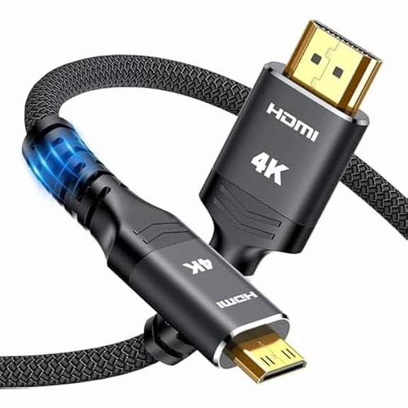 Mini HDMI to HDMI Cable 6FT, 4K 60Hz High Speed HDMI to Mini HDMI Cable Male Bi-Directional 2.0 Cord, for HDTV, Tablet, Camera and Camcorder [Aluminum Shell, Nylon Braided] Black