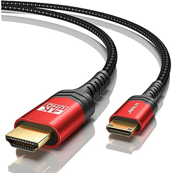 Mini HDMI to HDMI Cable 6FT, [Aluminum Shell, Braided] High Speed 4K 60Hz HDMI 2.0 Cord, Compatible with Camera, Camcorder, Tablet and Graphics/Video Card, Laptop, Raspberry Pi Zero W -Red