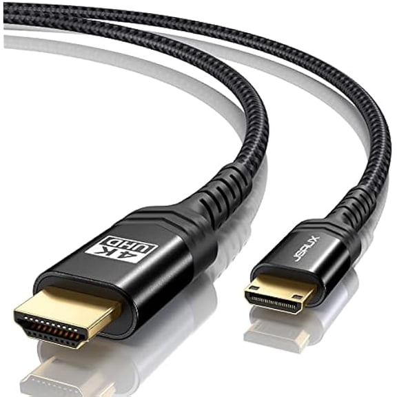 Mini HDMI to HDMI Cable 6FT, [Aluminum Shell, Braided] High Speed 4K 60Hz HDMI 2.0 Cord, Compatible with Camera, Camcorder, Tablet and Graphics,Black
