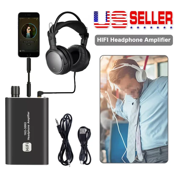 Mini HIFI Headphone Amplifier Portable Earphone AMP 3.5mm with Audio USB Cable