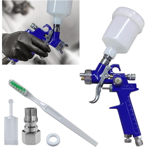 Mini HVLP Touch Up with 0.8 mm Nozzle, 125 cc Cup Gravity Feed Air Sprayer Spot Repair, for Furniture Painting, Auto Primer, Wall Painting (0.8)