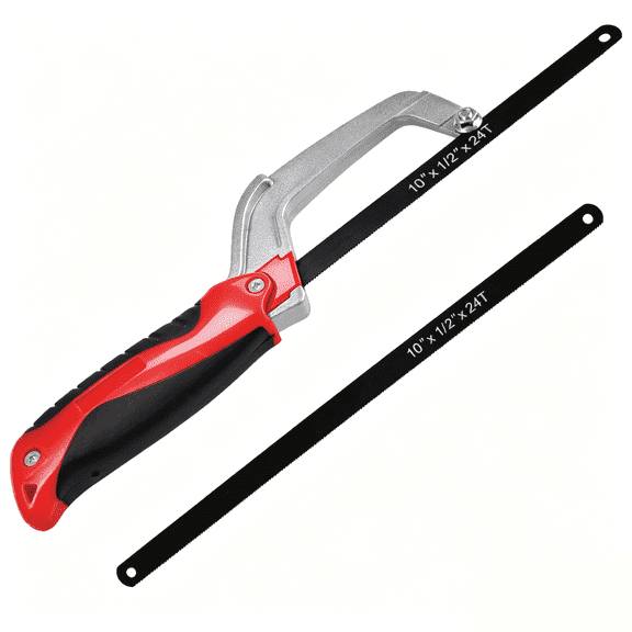 Mini Hack Saw with 2 Pcs 10" Bi-Metal HSS Blades Metal Cutting Saw Aluminum Small Hacksaw Household Cutting Tool Hand Cutter Saws Suitable for Plastics, Drywall and Wood