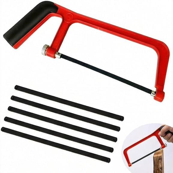 Mini Hacksaw 6 in with Mitre Block and 5 Manganese Steel Blade, 150mm Cut Hack Saw Set, Thickened Cutting Hand Saw (Yellow)