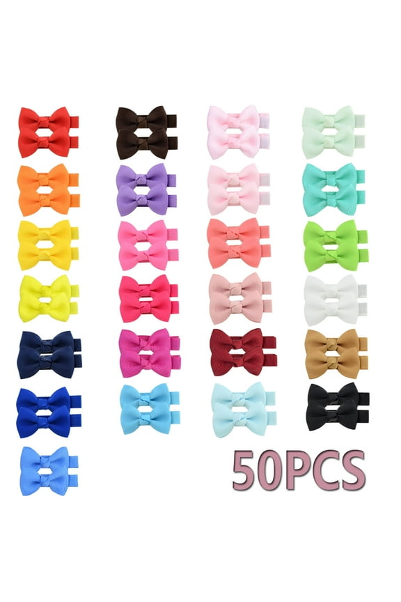 Mini Hair Clips Fully Lined Hair Pins Tiny 2in Hair Bows for Barrettes for Fine Hair 50 PCS