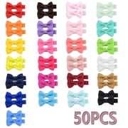 Fully Lined Grosgrain Ribbon Mini Hair Bow Clips, 2-Inch, 50-Pack