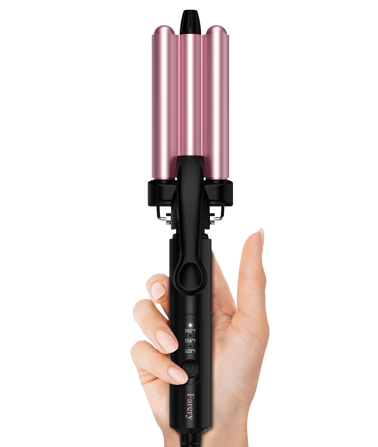 FARERY Mini Hair Crimper with Temperature Adjustable, Crimping Iron for Short Hair Waves, Rosepink