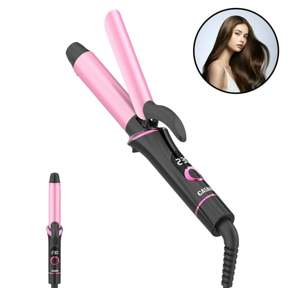 Mini Hair Curling Iron, Dual Voltage, Anti-Scald, Auto-Off, 5 Temp Settings, with European Plug Adapter, Small Curling Iron for Short Hair