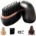 thumbnail image 1 of Mini Hair Straightener, Portable Hair Straightener Brush, Rechargeable Wireless 3-Speed Temperature Control, Mini Straightener Brush for Home Travel Gift, Black, 1 of 9