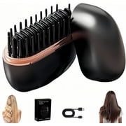 Mini Hair Straightener, Portable Hair Straightener Brush, Rechargeable Wireless 3-Speed Temperature Control, Mini Straightener Brush for Home Travel Gift, Black
