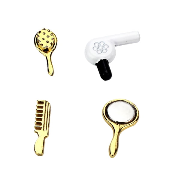 Mini Hair Styling Tools Set (4Pcs) - Dollhouse Accessories, Micro Miniature Models, Ob11 Doll Photo Props - For Dollhouse Decoration, Doll Photography, Mini Scene Display