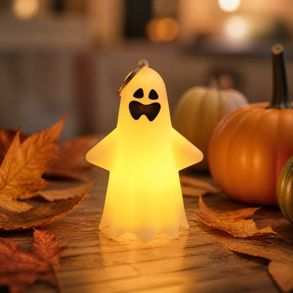 Mini Halloween Ghost LED Lights – 4.25" Soft Silicone Glowing Ghost Figurines with Keychain for Festive Party Decor