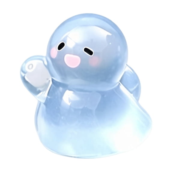 Mini Halloween Ghost Squishy Toy with Soft Squeezable Material and Cute Waving Design, Translucent Light Blue, for Kids and Adults Halloween Party Favors, Squeeze Toy