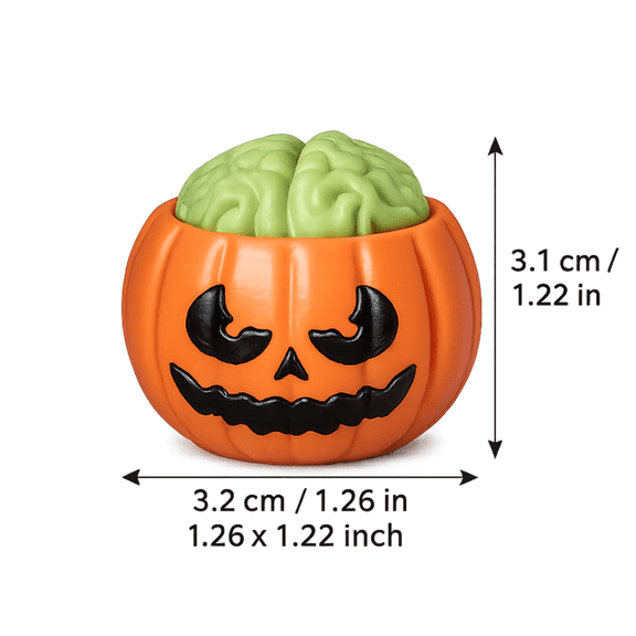 Mini Halloween Pumpkin Brain Decor - Rigid Injection - Molded Solid Plastic Tabletop Figurine, Waterproof, Permanent Shape, Halloween Gift,Green
