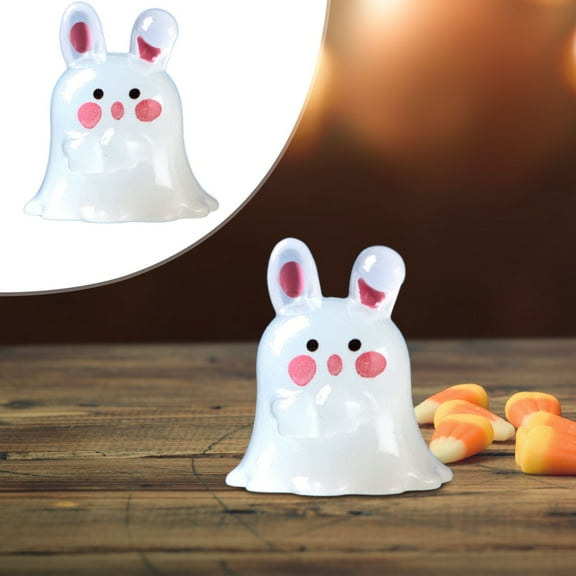 Mini Halloween Resin Figurines - 3D Pumpkin Ghost Witch Hat Decor for Garden, Cake, DIY Crafts, Glow in Dark, Outdoor Party Decorations