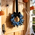 thumbnail image 1 of Mini Halloween Wreath, 8.6 Inch Artificial Black Grapevine Wreath with Velvet Bow for Cabinet, Window, Wall and Tabletop Gothic Decor(D), 1 of 6