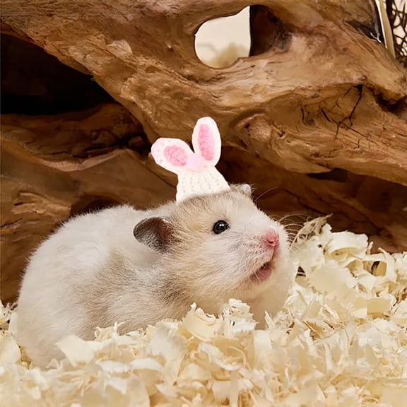 Mini Hamster Hat Cute Crochet Animal Themed Headwear Handmade Small Pet Hat with Chick Rabbit Design Adjustable Soft Knit Small Animal Photo Props for Chinchilla Guinea Pig Daily Dress-Up