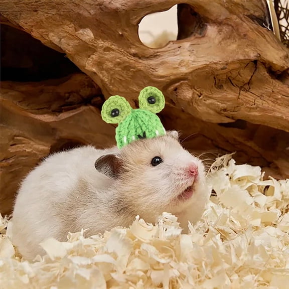 Mini Hamster Hat Cute Crochet Animal Themed Headwear Handmade Small Pet Hat with Chick Rabbit Design Adjustable Soft Knit Small Animal Photo Props for Chinchilla Guinea Pig Daily Dress-Up