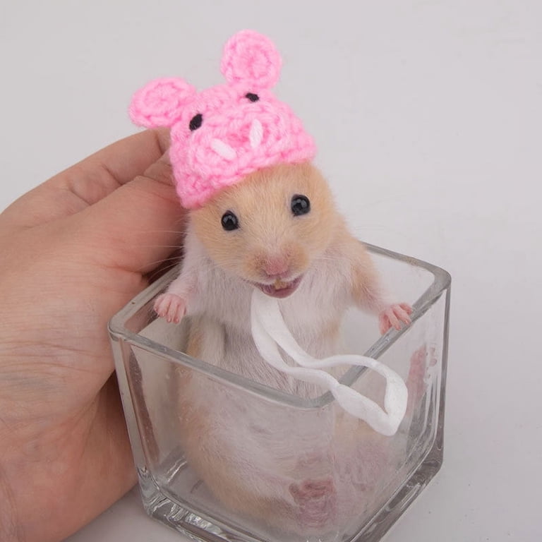 12 Pcs Hand Knitted Hamster Hats - Colourful Mini Hats With Adjustable Straps For Small Pets (Hamsters, Guinea Pigs, Snakes, Lizards)