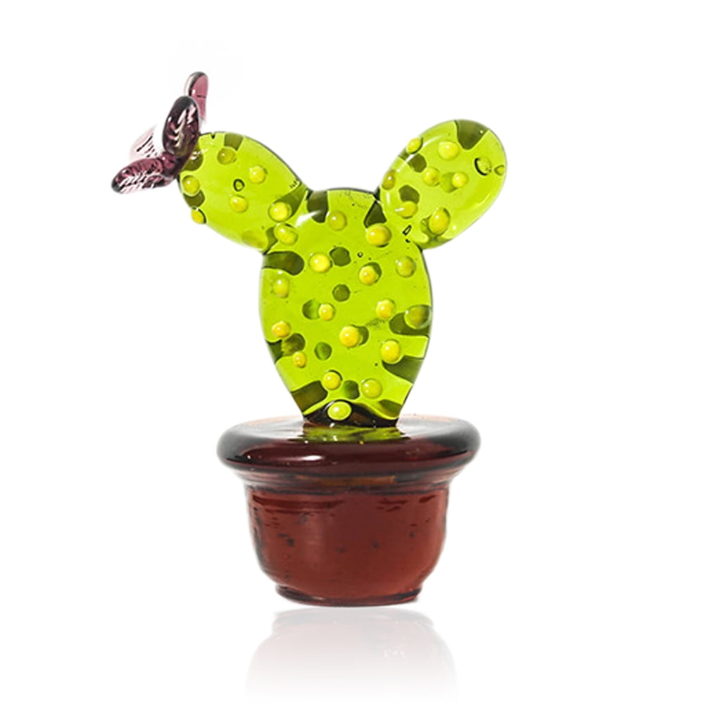 Mini Hand Blown Glass Cactus Figurine Miniature Collectibles Glass ...