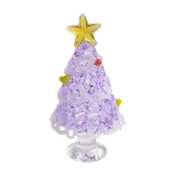Mini Hand-Blown Glass Christmas Tree Figurine, Clear Crystal Desktop Ornament, Small Tabletop Statue for Holiday Home, Bedroom & Xmas Indoor Decor