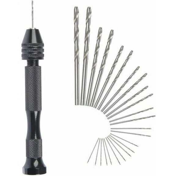 Mini Hand Drill with Adjustable Twist Bits for Precision Work on Plastic, Copper, Wood & More - Ideal for Pyrography & DIY Projects 25-Piece Micro Cordless Drill Bit Set