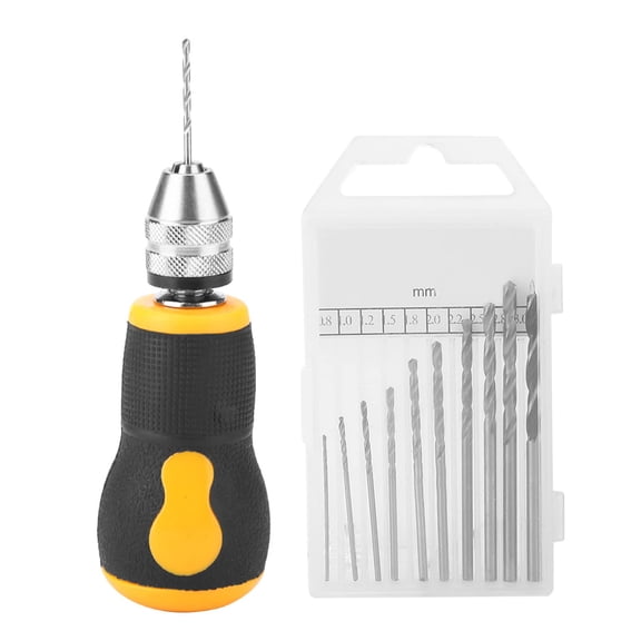 Mini Hand Drill Set with 10Pcs Bits Portable Precision Drill Tool for Art Craft Woodworking
