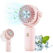 Mini Hand Fan, Portable Handheld Fan, USB Rechargeable Battery Fan with 180°Adjustable Angle, Small Pocket Fan Powerful Wind but Silent, with 3 Speeds, Hand Held Fan Can Stand for Desk Use (pink)