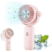 Mini Hand Fan, Portable Handheld Fan, USB Rechargeable Battery Fan with 180°Adjustable Angle, Small Pocket Fan Powerful Wind but Silent, with 3 Speeds, Hand Held Fan Can Stand for Desk Use (pink)