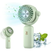 Mini Hand Fan, Portable Handheld Fan, USB Rechargeable Battery Fan with 180°Adjustable Angle, Small Pocket Fan Powerful Wind but Silent, with 3 Speeds, Hand Held Fan Can Stand for Desk Use (green)