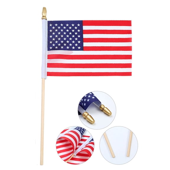Mini Hand Held Flags 20Pcs 9.8x5.9 in, 4th of July Patriotic US Flag on Wooden Stick – Wave Your Pride, 250th Anniversary Parade BBQ Party Favors