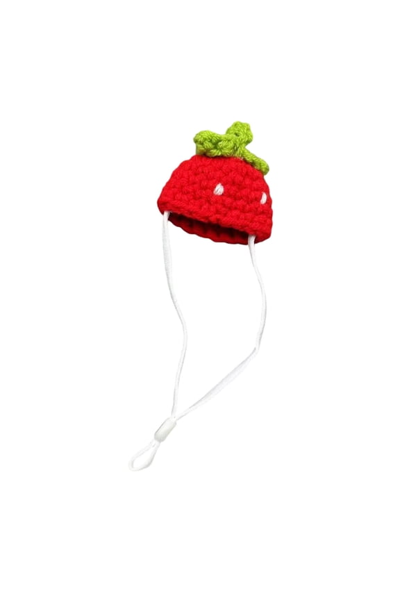 Tiny Knitted Hat for Small Animals Hamster Frog Bunny Pet Costume Accessories Cute Photo Prop Miniature Beret for Guinea Pig Kitten Adjustable Strap