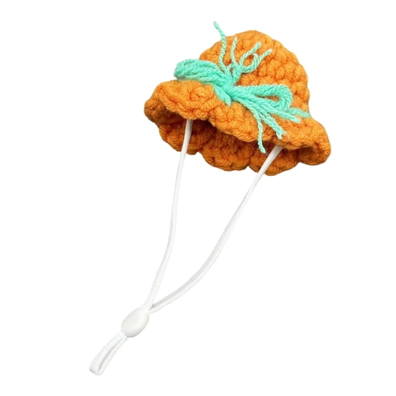 Mini Hand Knitted Hat for Hamsters & Bunnies-Adjustable Strap,Cute Frog & Rainbow Design,Small Animal Winter Accessory