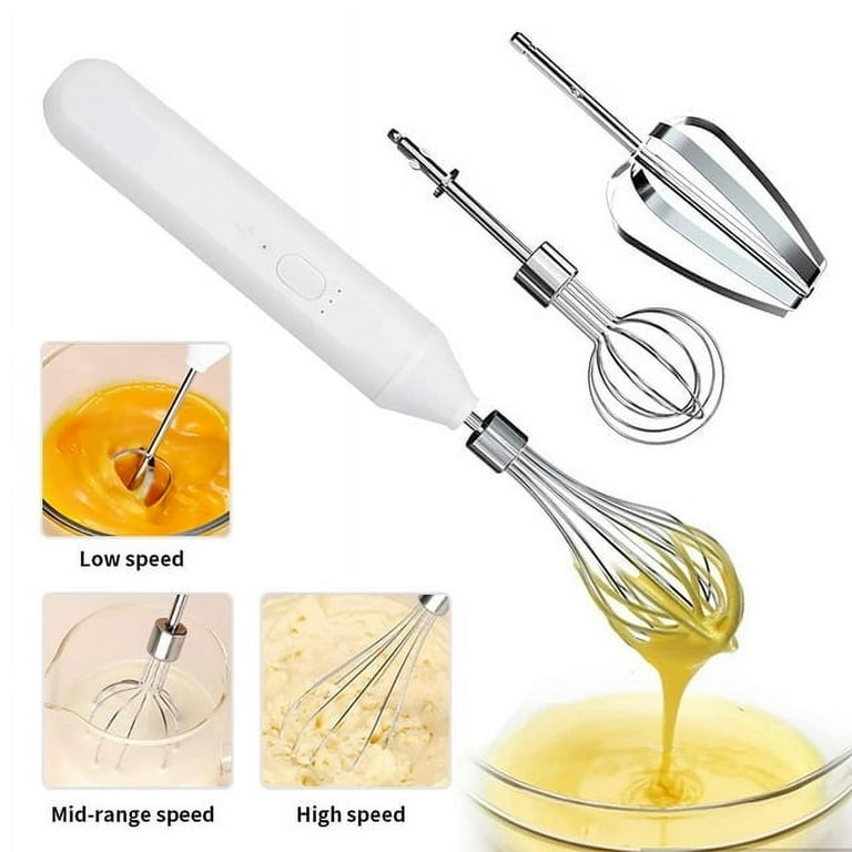 Mini Hand Mixer Electric Handheld Kitchen Mixer Egg Beater USB Rechargeable Hand Mixer for Baking Cake Egg White Yeast Dough Include 3 Stainless