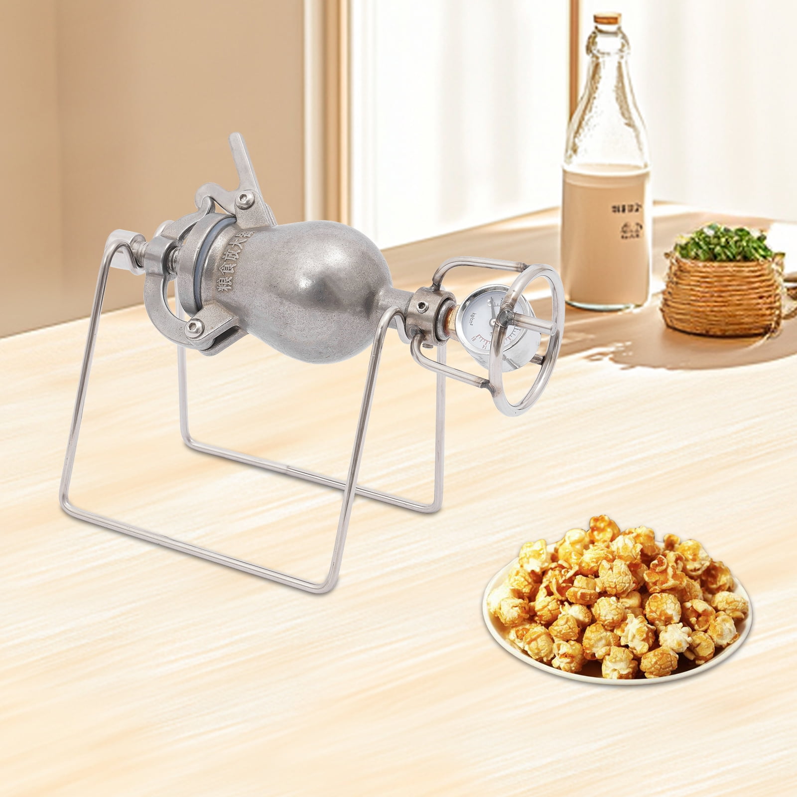 Mini Hand Popcorn Maker – Stainless Steel, Oil-Free, Manual Popcorn ...