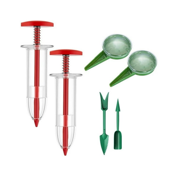 Mini Hand Seeder Dispenser Seeder Spreader with Transplanting Tools Gardening Tools Horticultural Seeding Sower for Flower Pot Garden Red and Green