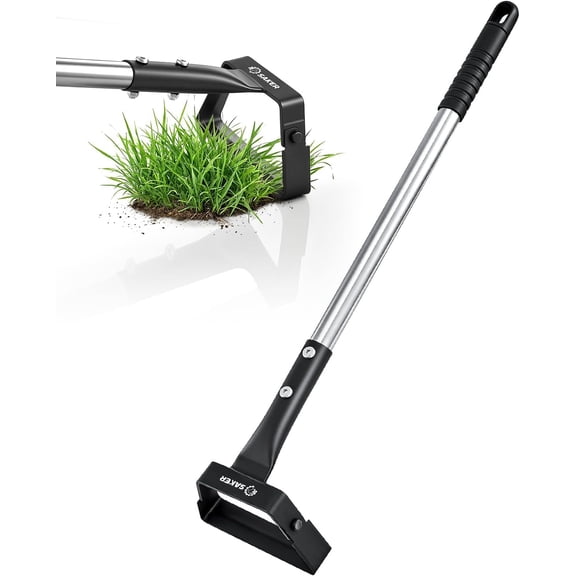 Mini Hand Stirrup Hoe for Precision Weeding, Garden Hula Hoe Tool with Hollow Trapezoid Blade for Raised Beds, Greenhouse & Small Spaces