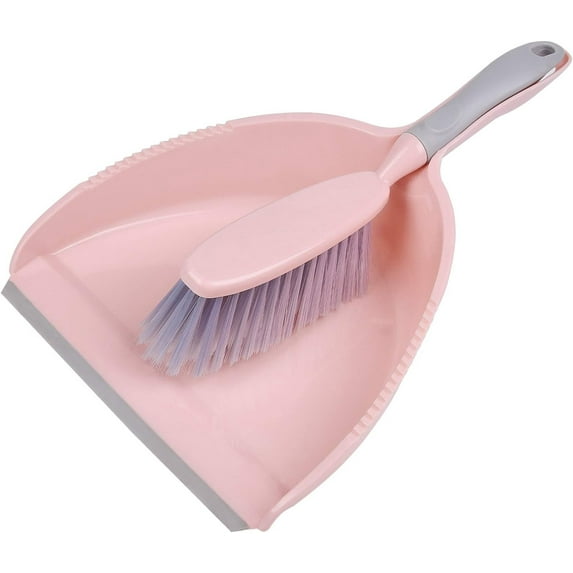 Mini Hand Whisk Broom and Snap-on Dustpan Set, Portable Dust Pan Set for Floor, Sofa, Desk, Keyboard, Car - Pink