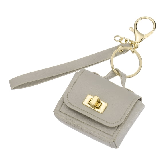 Mini HandBag Keychain, Cute Coin Purse Keychain PU Leather Backpack Purse Key Chain, Gray