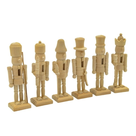 Mini Handcrafted Nutcrackers Ornament Unpainted Wooden Toy Holiday Crafting Activity Gift