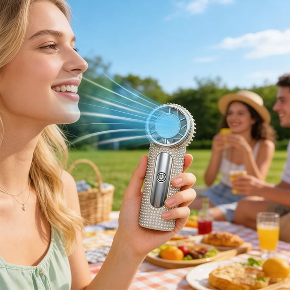 Mini Handheld Cooling Fan, USB Rechargeable Portable Pocket Personal Air Cooler With Extended Battery Runtime For Outdoor Travel Daily Summer Heat Relief(4.3*1.4*1.7 IN)White