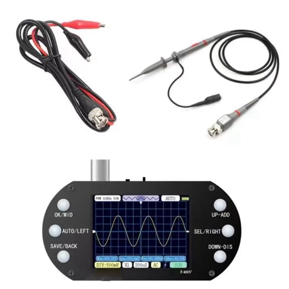 Mini Handheld Digital Oscilloscope 2.5MHz Sample Rate 500KHz Bandwidth Support AUTO with Probe for Electronic Repair DIY