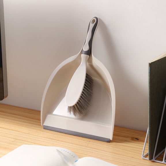 Mini Handheld Dustpan and Brush Set, Small Desktop Sweeping Broom Combo with Edge Wiper Lip, Portable Cleaning Tool for Keyboard Crumbs Pet Hair Window Gap Sofa Narrow Crevice Tidying