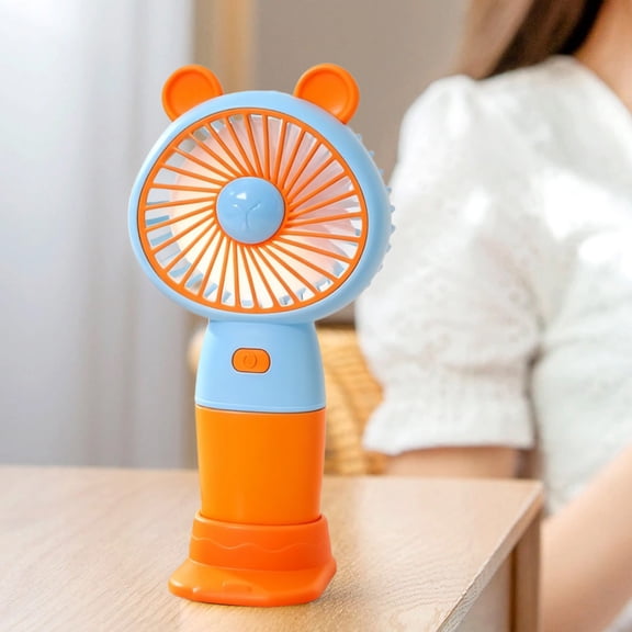 Mini Handheld Fan Cute Cartoon Animal Fans Soft Foam Blades Battery Powered Rechargeable Portable Fanfor Student Panda Kitten Mini Fan Portablelittle Bear