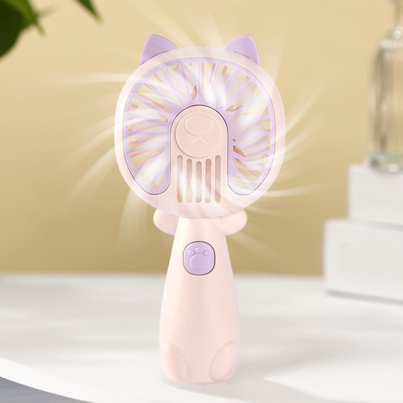 Mini Handheld Fan Cute Cat Design, USB Rechargeable Portable Personal Fan with 3 Speeds, 1800mAh Battery 8.5H Runtime for Summer Travel Office
