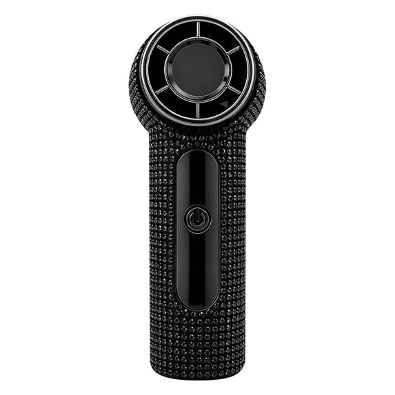 Mini Handheld Fan, Personal Ice Cooling Fan, Rechargeable Powerful Fan, Compact Pocket Fan, Portable Air Cooler with Rhinestone Decor Aesthetic Design for Travel Office Home Summer Use, Black