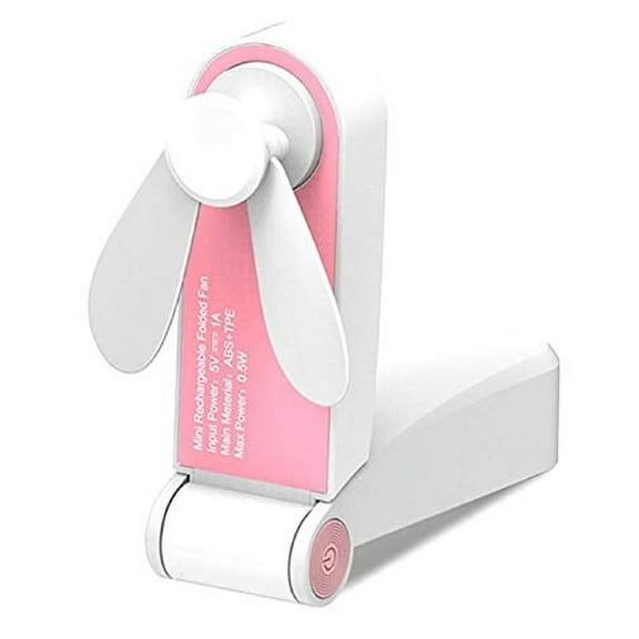 Mini Handheld Fan Personal Portable Desk Stroller Table Fan with USB Rechargeable Battery Operated Cooling Folding Electric Fan for Office Room Outdoor Household Traveling (Pink)