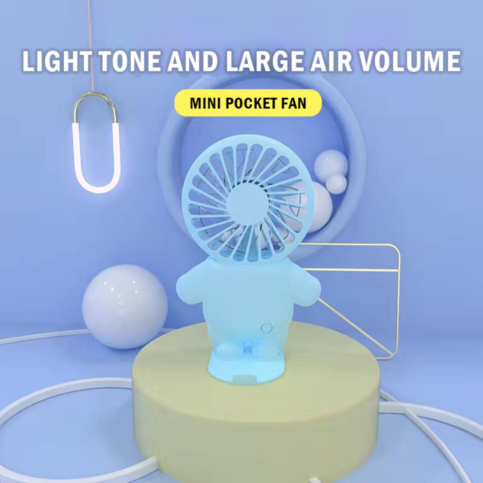 Mini Handheld Fan Personal Portable Fan 3 Speed Removable Base With