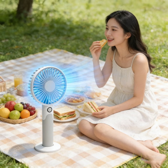Mini Handheld Fan USB Rechargeable 1800mAh 6 Speed Quiet Portable Cooling Fan, Strong Wind Low Noise Long Battery Life Compact Design, For Office Home Travel Outdoor Commuting Use