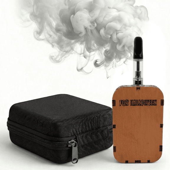 Mini Handheld Fog Machine, Portable Smoke Machine for Photography & Halloween Parties, Rechargeable Small Fogger with Remote Control, Carrying Case & Fluid, Special Effects Atmosphere Generator (Wood